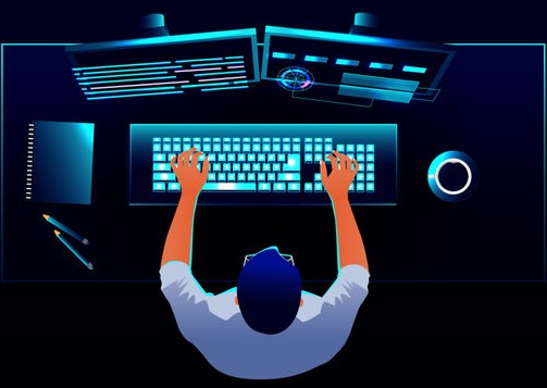 Developer coding on a computer