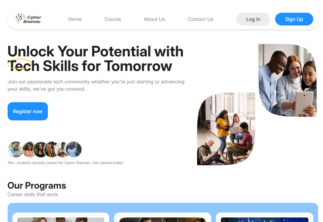 Cipher Brainiac Landing Page